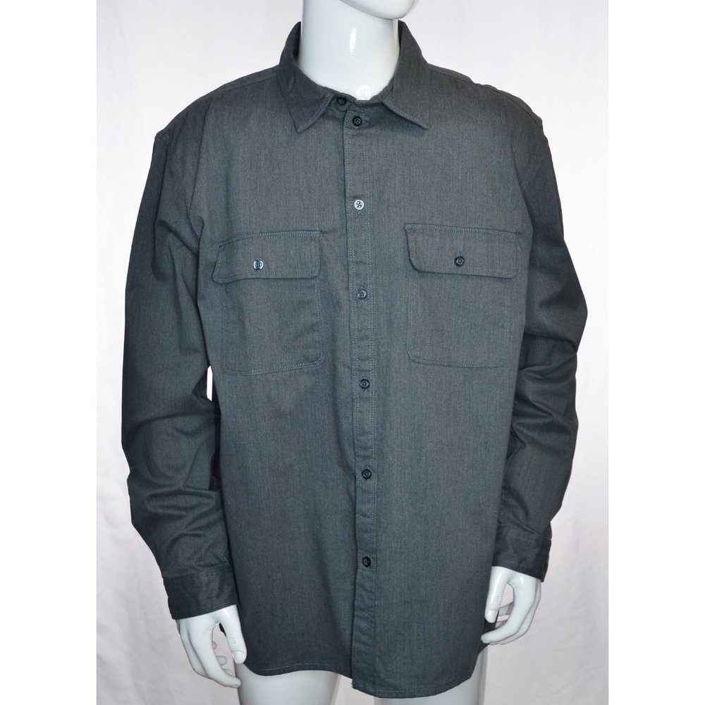 Boohoo Man Double Pocket Long Sleeve Denim Shacket Grey Size M